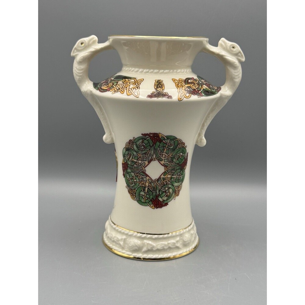 Irish CRE Porcelain Vase Handmade in Galway Ireland - Celtic Design - Gold Trim